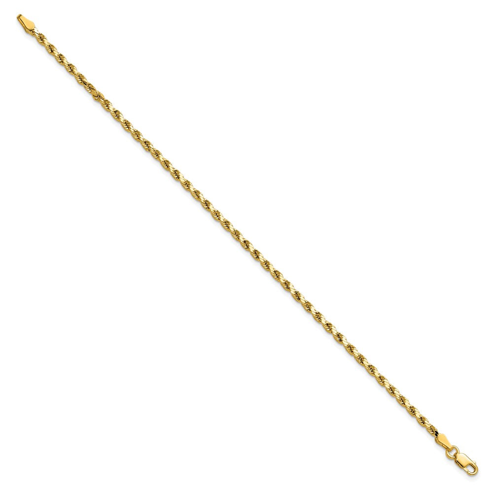 14K 7 inch 2.5mm Semi Solid Diamond-cut Rope with Lobster Clasp Chain