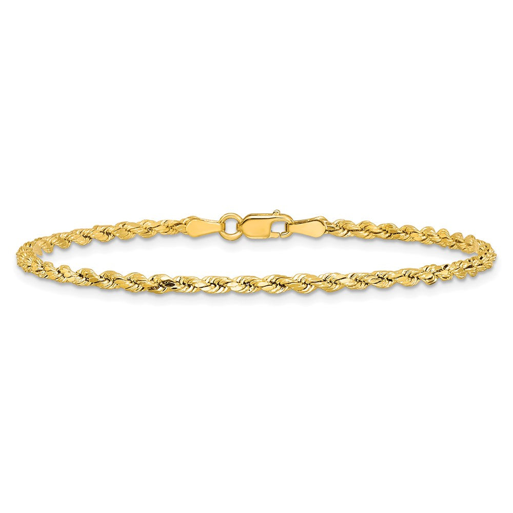 14K 7 inch 2.5mm Semi Solid Diamond-cut Rope with Lobster Clasp Chain