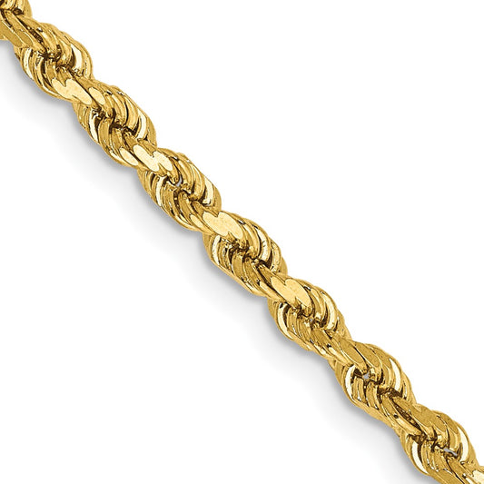 14K 18 inch 3mm Semi Solid Diamond-cut Rope with Lobster Clasp Chain