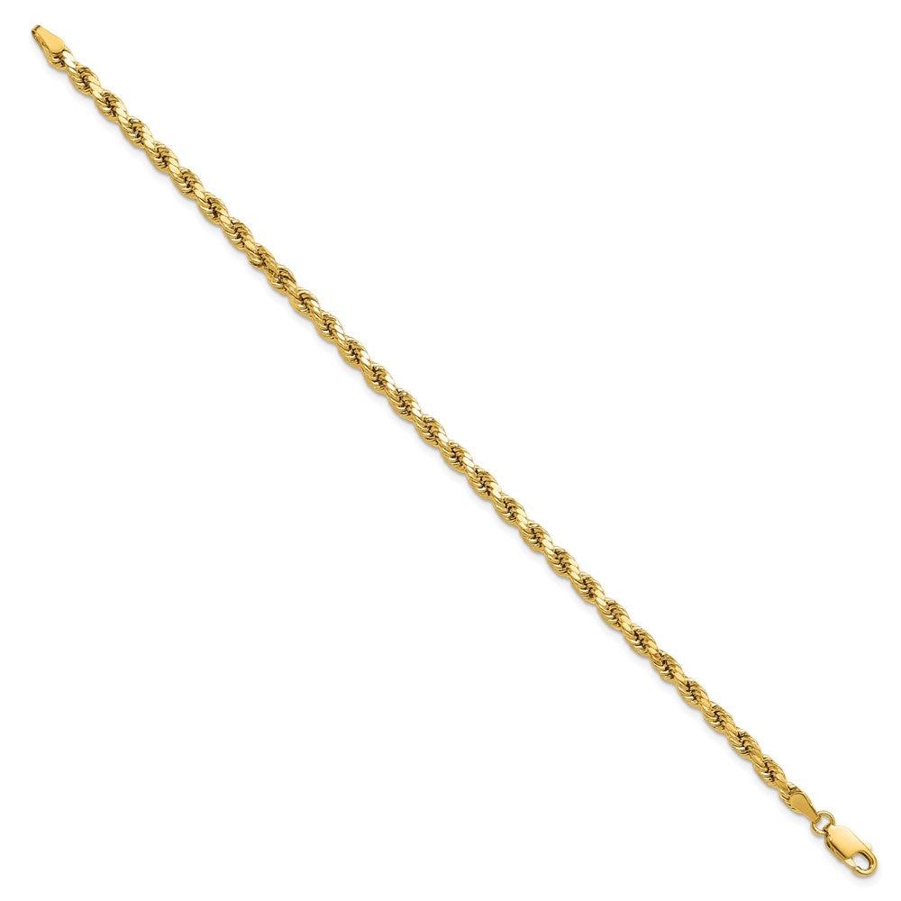 14K 7 inch 3.5mm Semi Solid Diamond-cut Rope with Lobster Clasp Chain