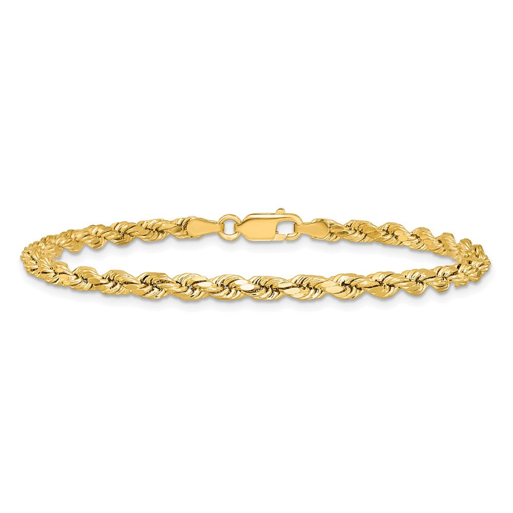 14K 7 inch 3.5mm Semi Solid Diamond-cut Rope with Lobster Clasp Chain