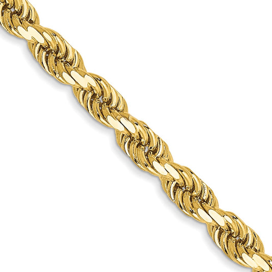 14K 24 inch 3.5mm Semi Solid Diamond-cut Rope with Lobster Clasp Chain