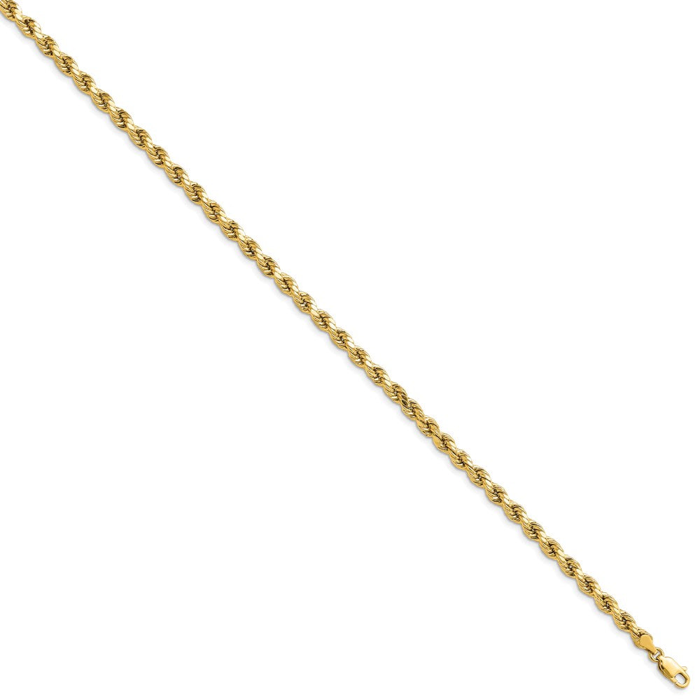 14K 8 inch 4mm Semi Solid Diamond-cut Rope with Lobster Clasp Chain