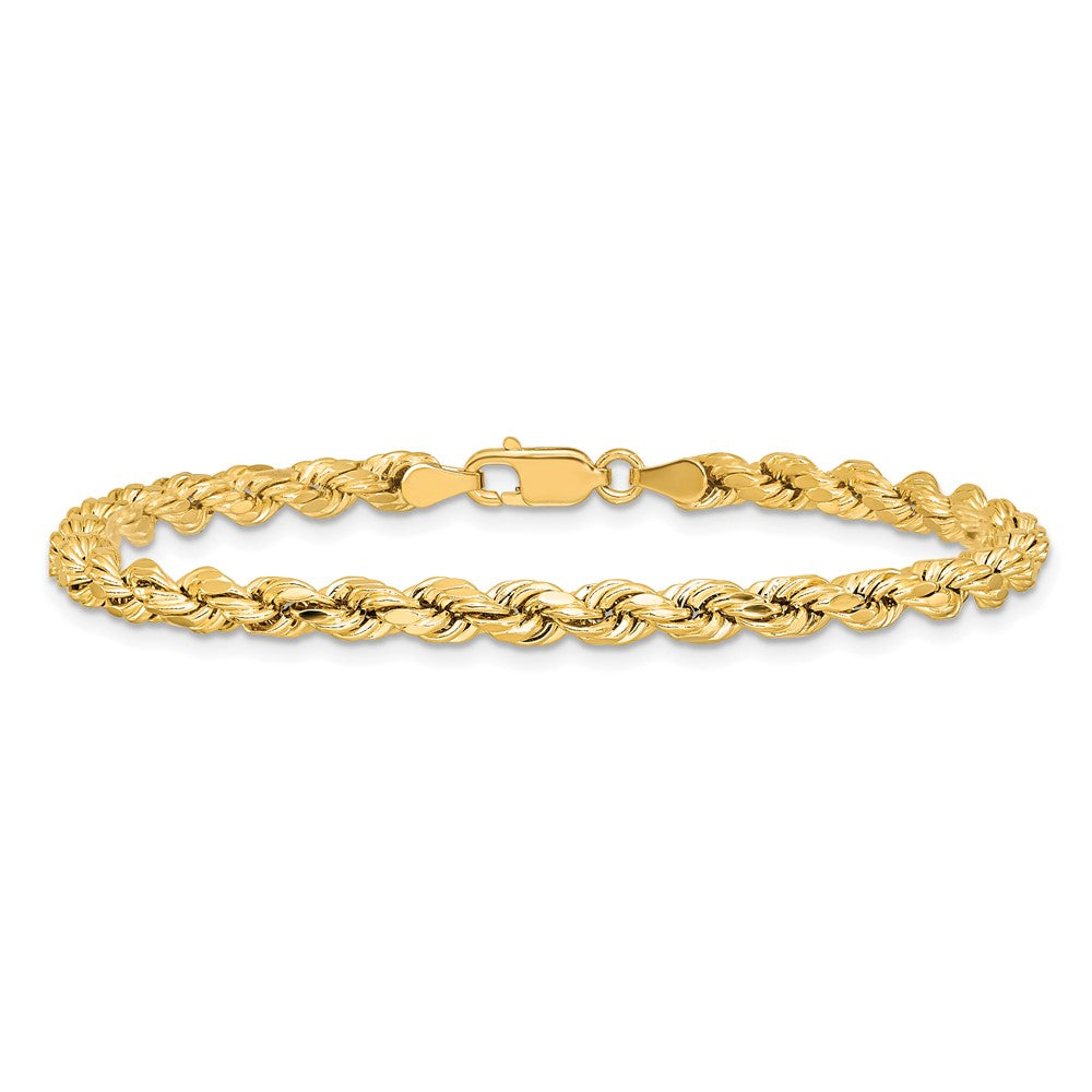 14K 7 inch 4mm Semi Solid Diamond-cut Rope with Lobster Clasp Chain