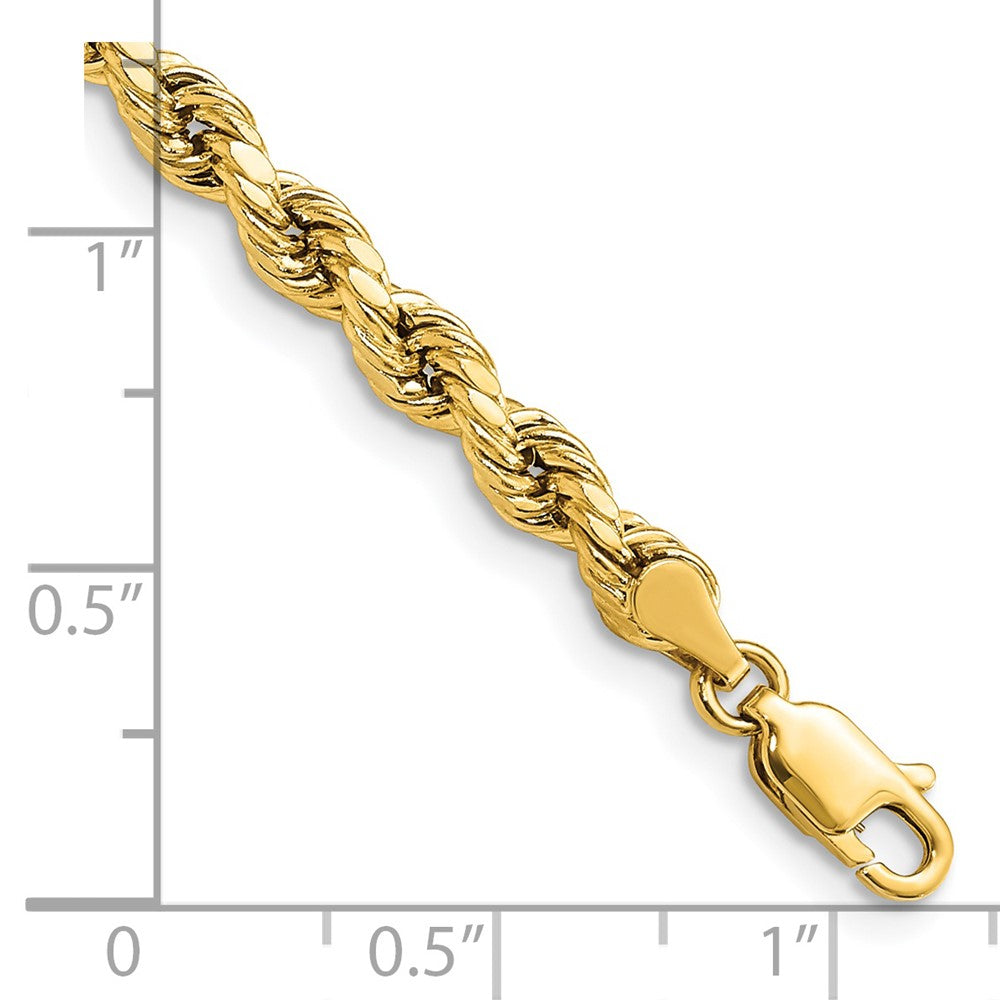 14K 7 inch 4mm Semi Solid Diamond-cut Rope with Lobster Clasp Chain