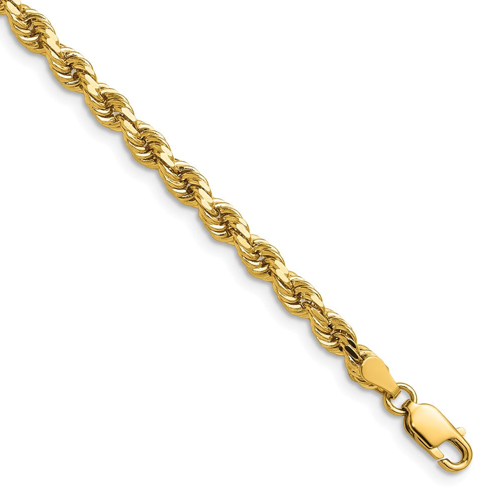14K 20 inch 4mm Semi Solid Diamond-cut Rope with Lobster Clasp Chain