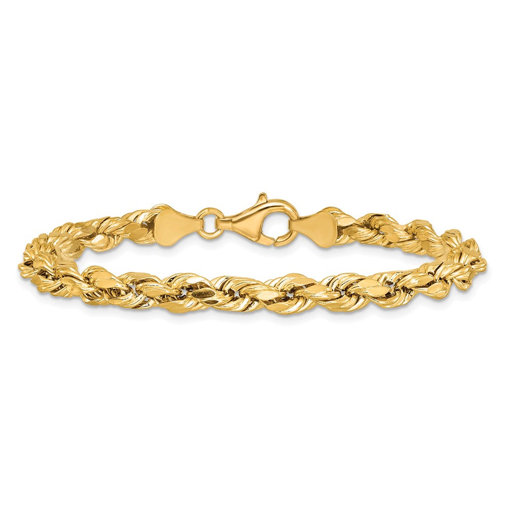 14K 8 inch 5.5mm Semi Solid Diamond-cut Rope with Lobster Clasp Chain