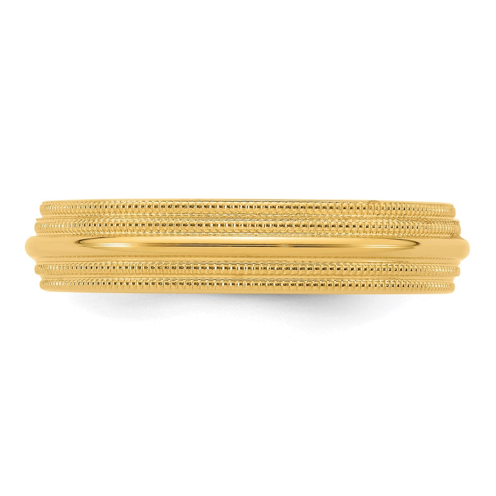 14k Yellow Gold 5mm Double Milgrain Comfort Fit Wedding Band Size 10.5