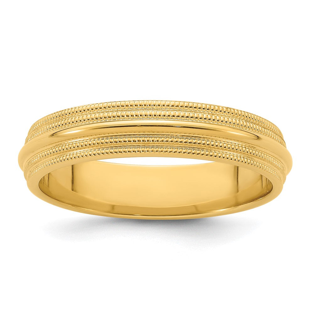 14k Yellow Gold 5mm Double Milgrain Comfort Fit Wedding Band Size 11