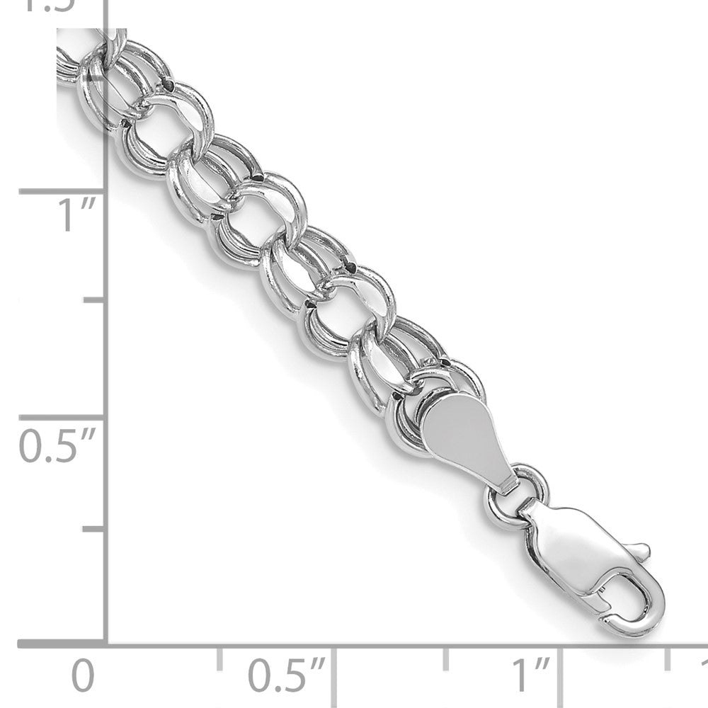 14k White Gold 7in 5.5mm Hollow Double Link Charm Bracelet