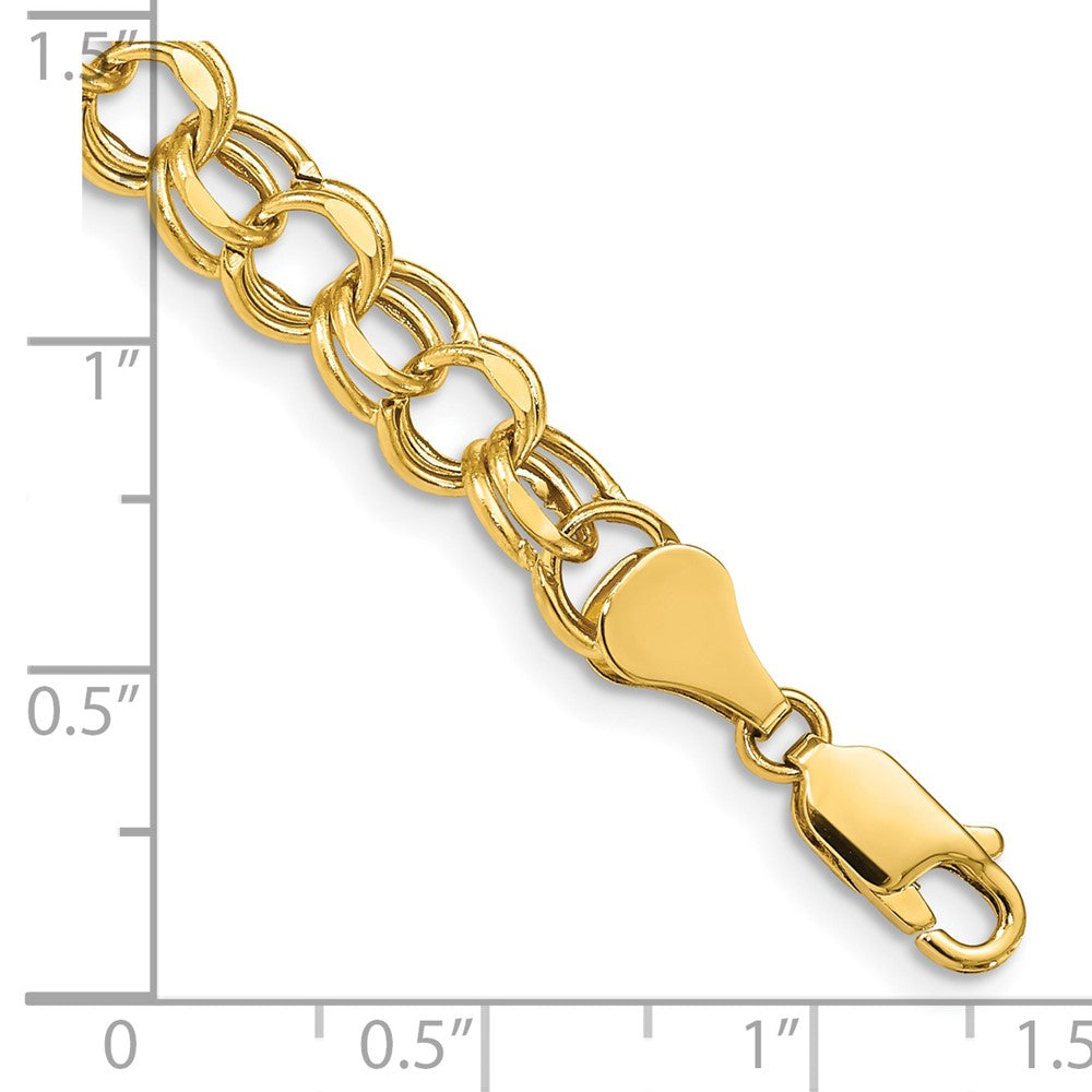 14k 7in 6.5mm Hollow Double Link Charm Bracelet