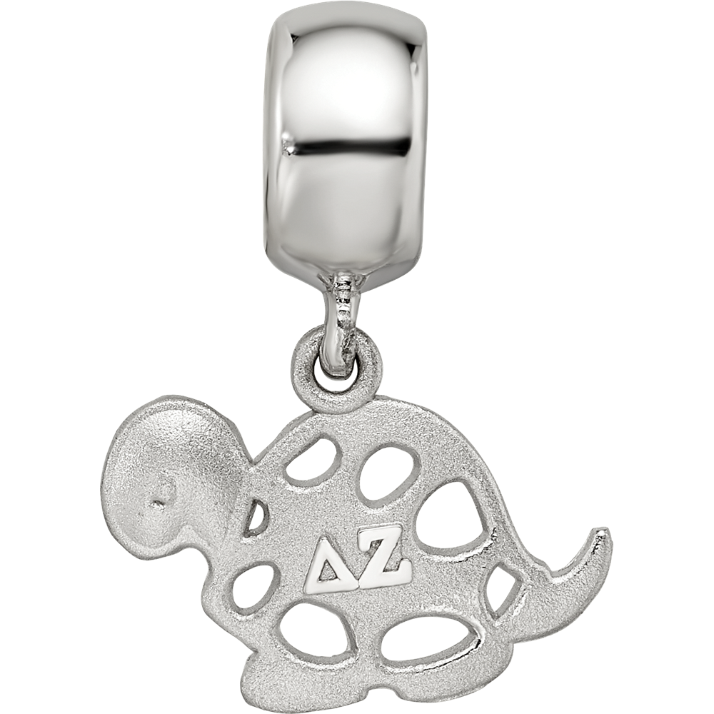 Sterling Silver Rhodium-plated Delta Zeta Turtle on Bead