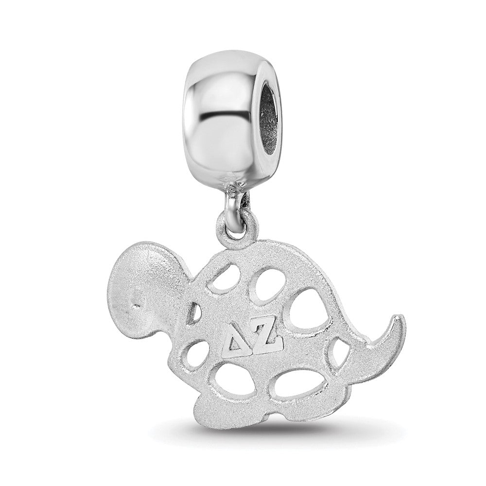 Sterling Silver Rhodium-plated Delta Zeta Turtle on Bead
