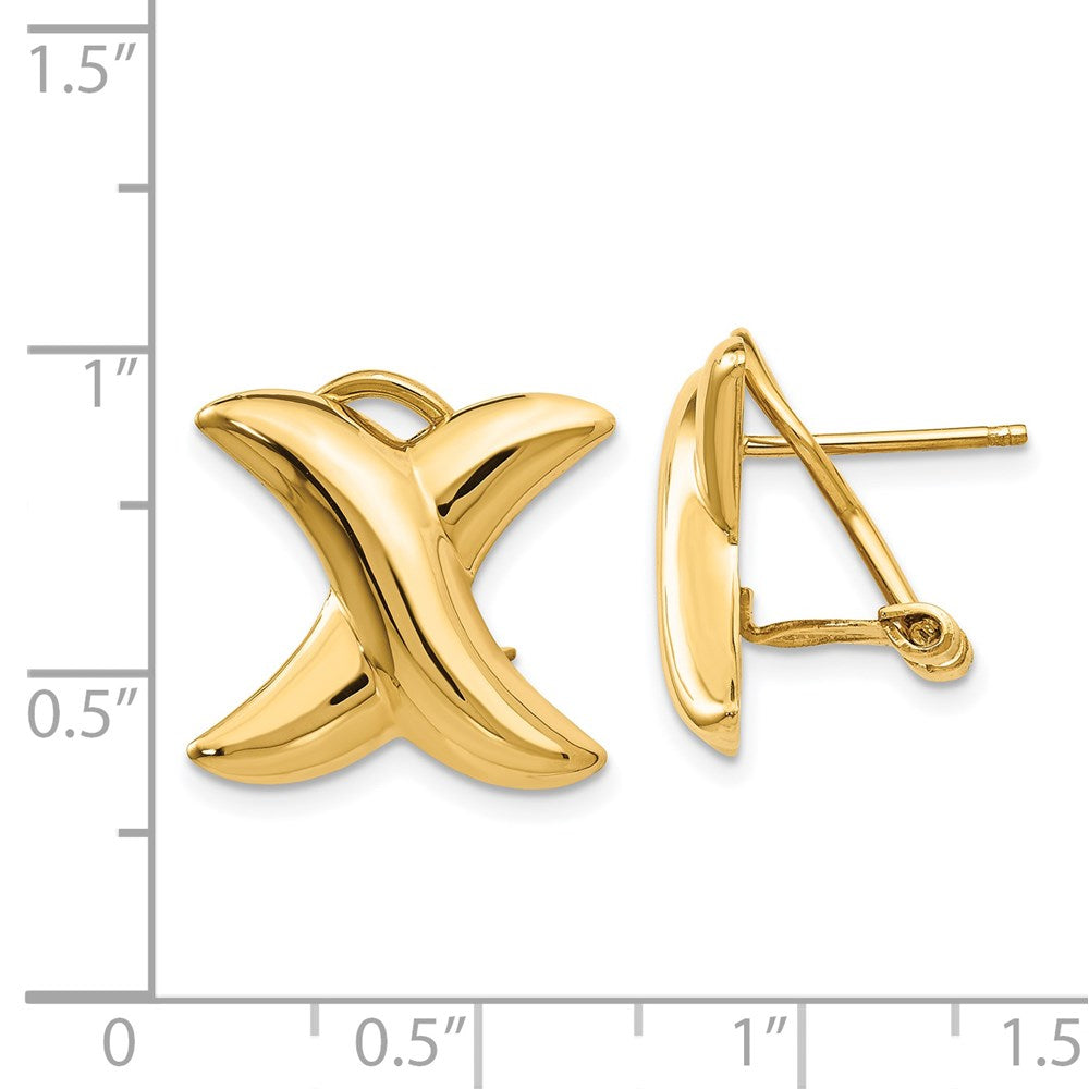 14k Polished X Omega Back Post Earrings