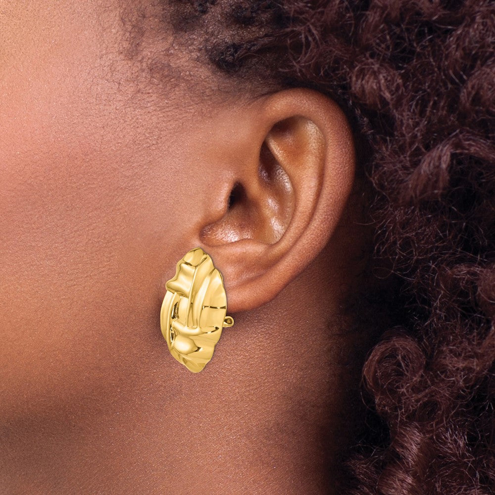 14k Polished Fancy Omega Back Post Earrings