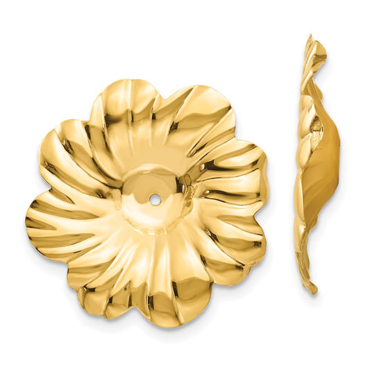 14k Polished Floral Earring Jackets