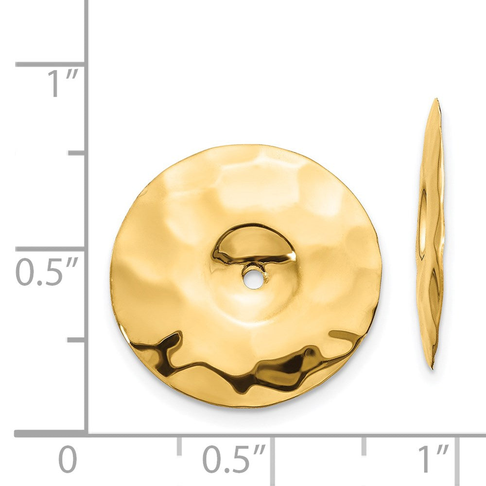 14k Polished Hammered Disc Earring Jackets