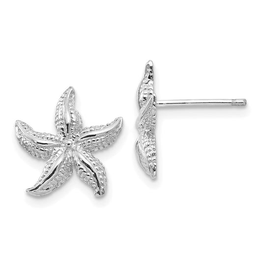 14k White Gold  Starfish Earrings