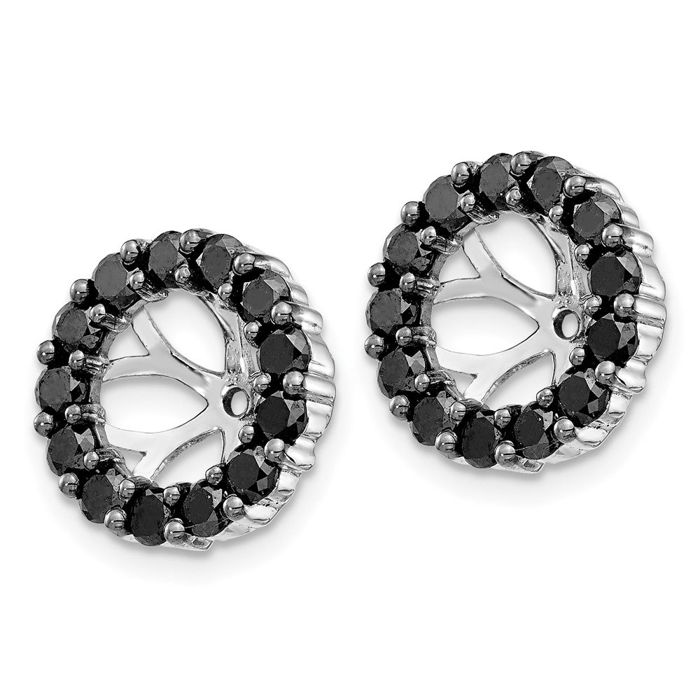 14k White Gold Black Diamond Earring Jackets