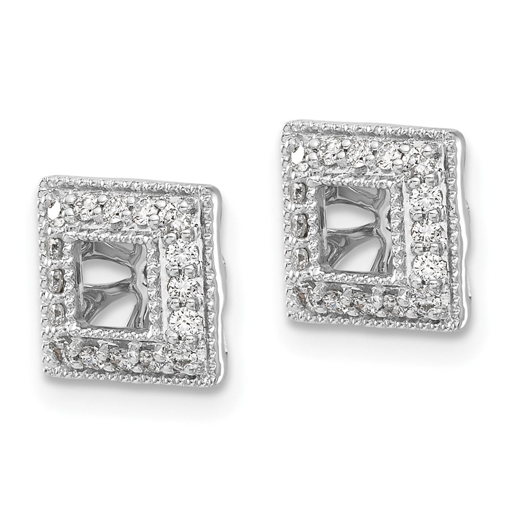 14k White Gold Diamond Square Jacket Earrings
