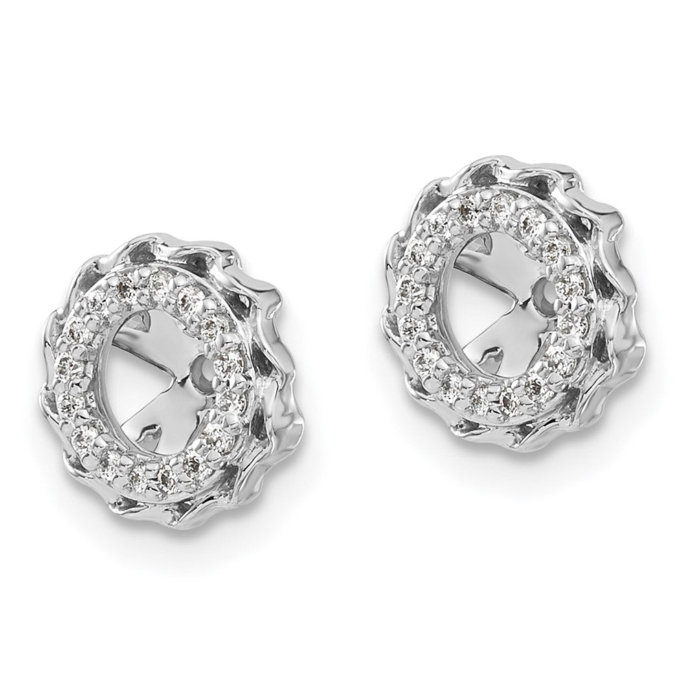 14k White Gold Twisted Edge Diamond Earring Jackets