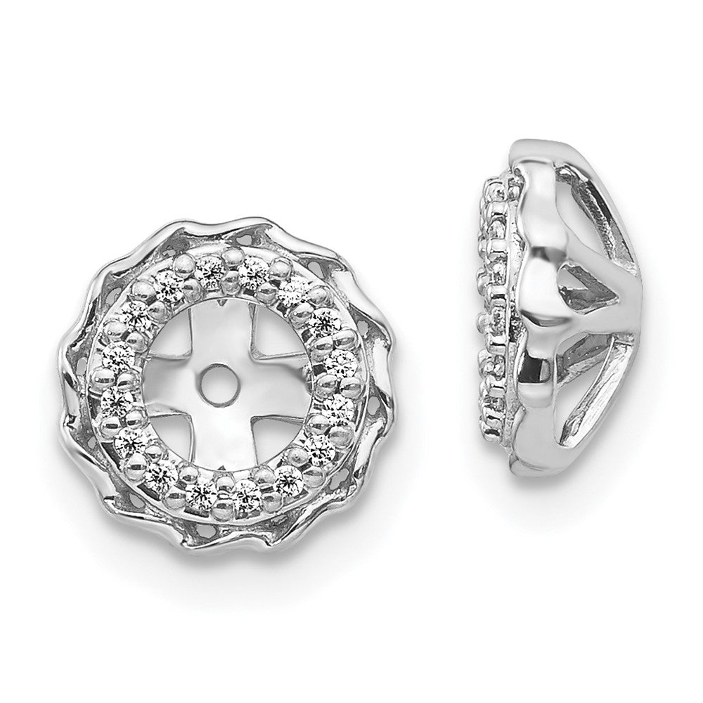14k White Gold Twisted Edge Diamond Earring Jackets