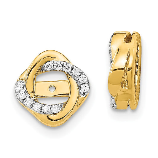 14k Yellow Gold Twisted Diamond Jacket Earrings