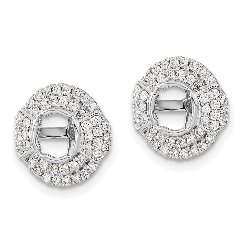14k White Gold Diamond Round Earring Jackets