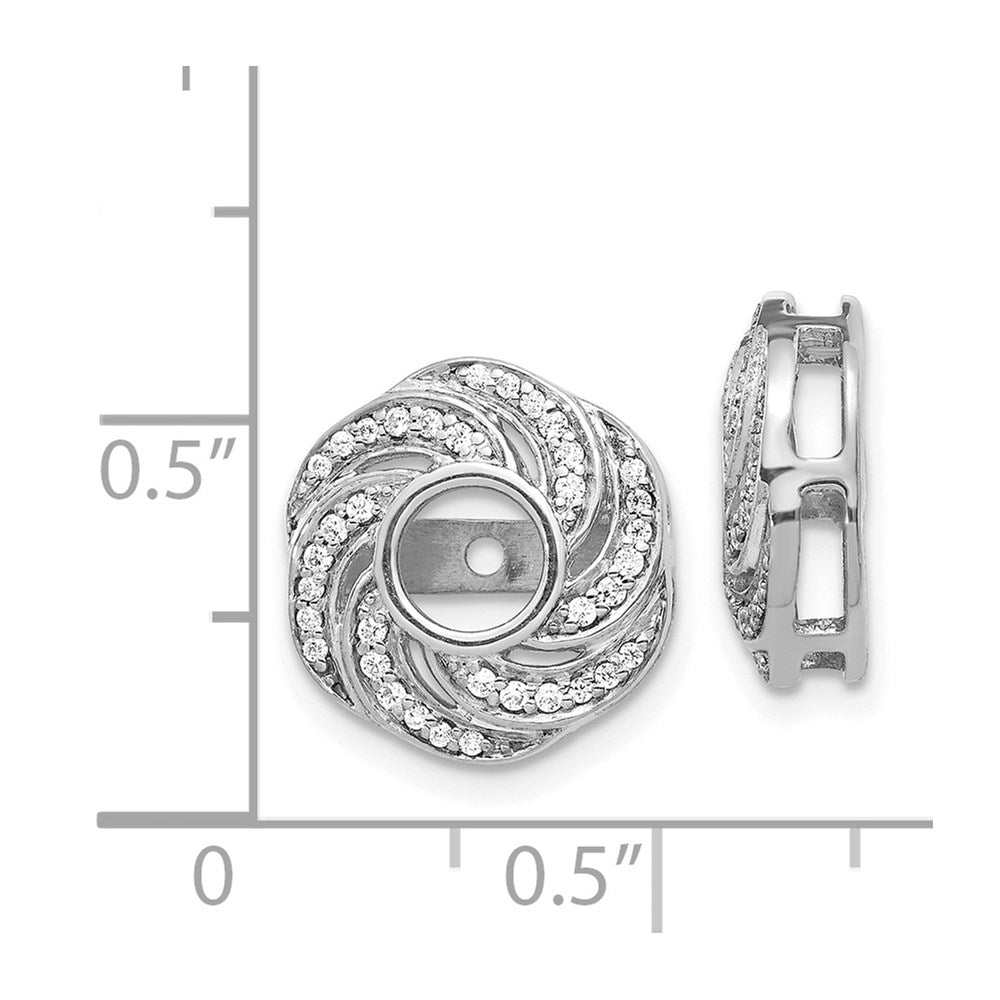 14k White Gold Swirl Diamond Jacket Earrings