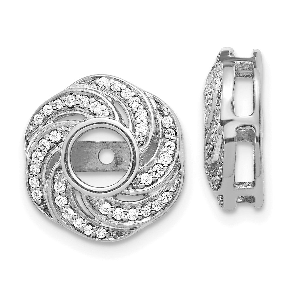 14k White Gold Swirl Diamond Jacket Earrings