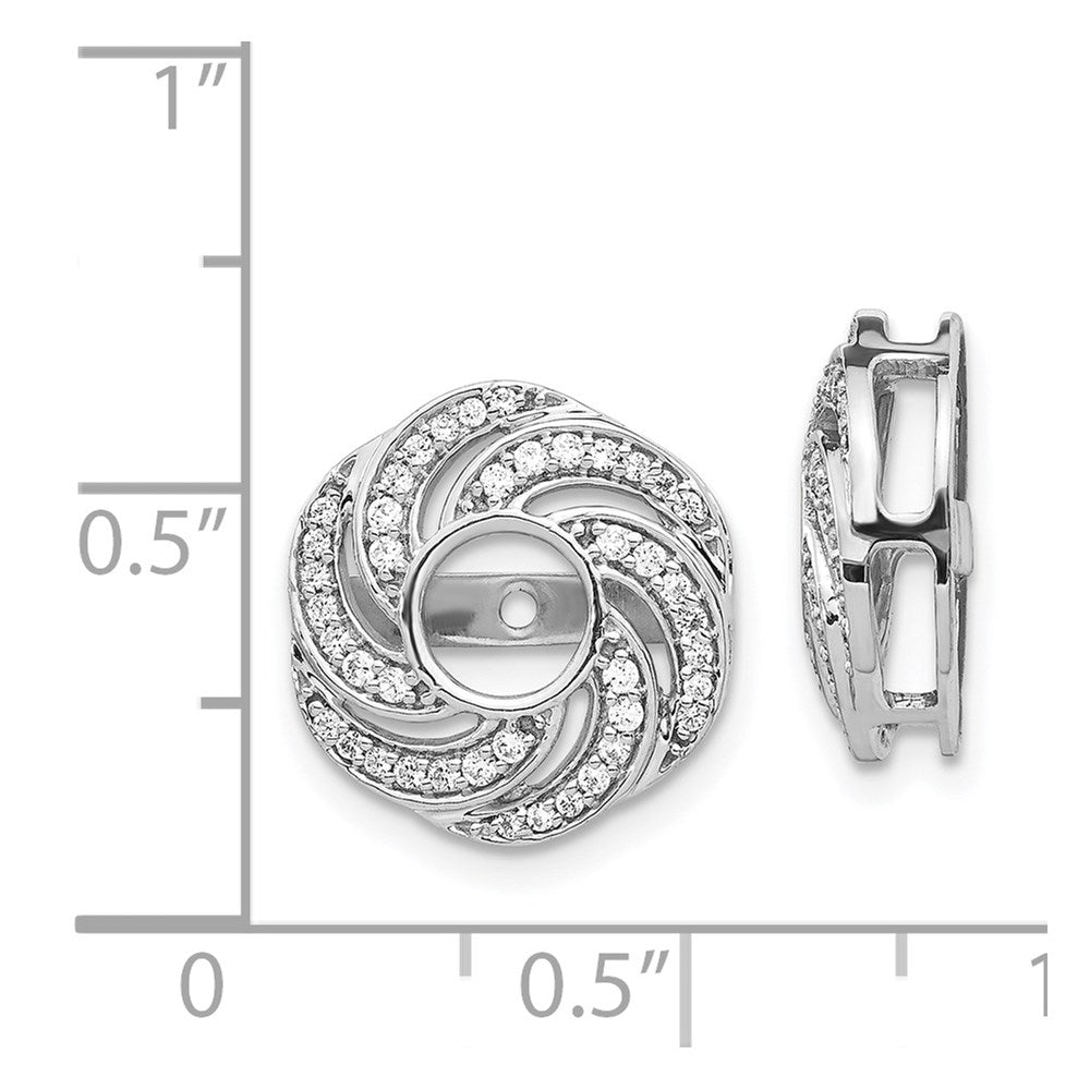 14k White Gold Swirl Diamond Jacket Earrings