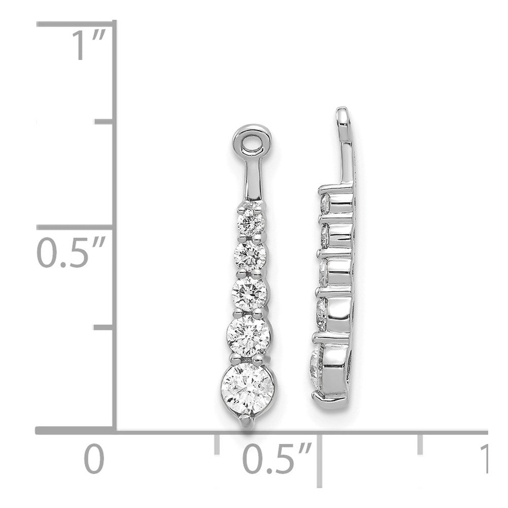14k White Gold AA 5 Stone Dangle Diamond Earring Jacket