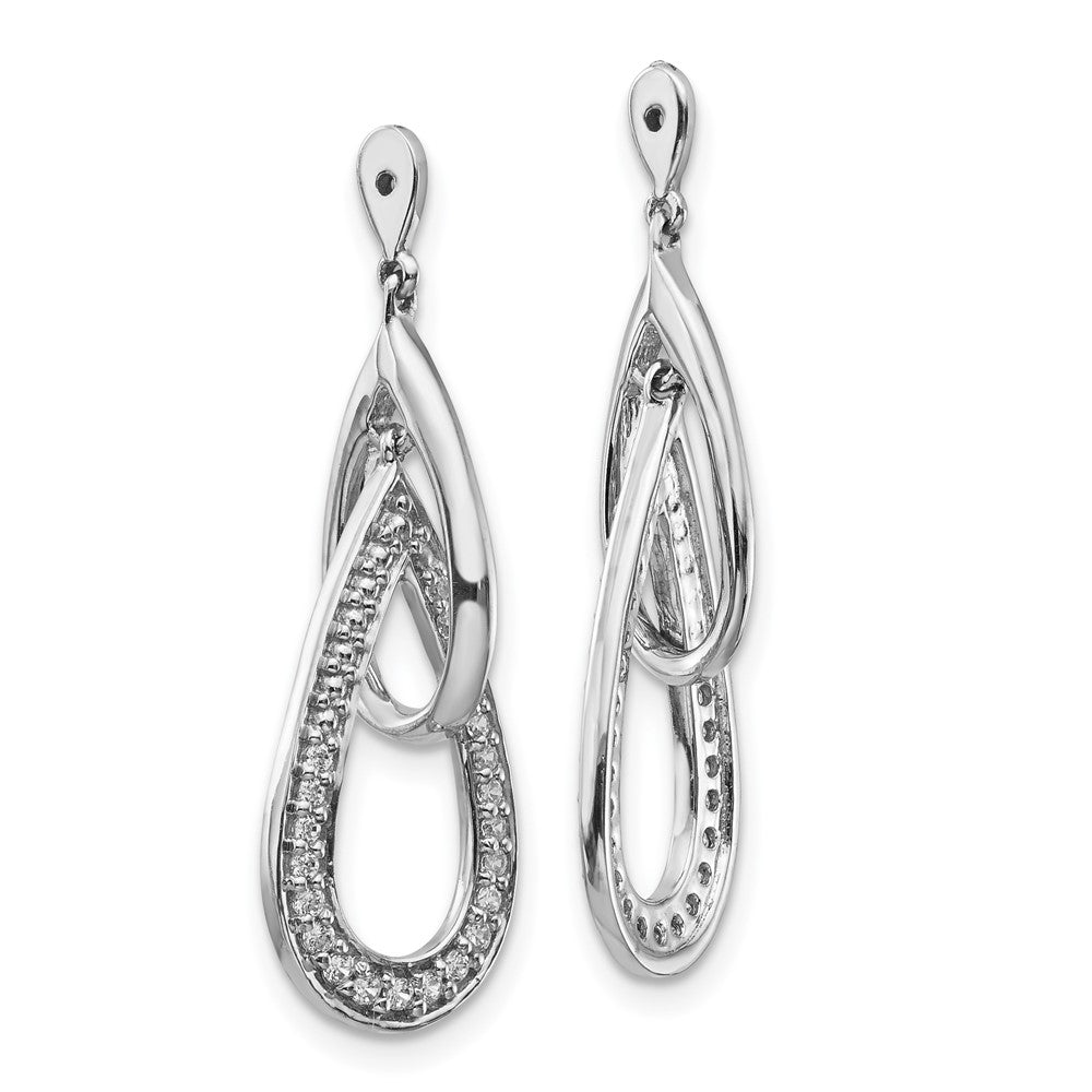 14k White Gold Double Teardrop Dangle Diamond Earring Jackets