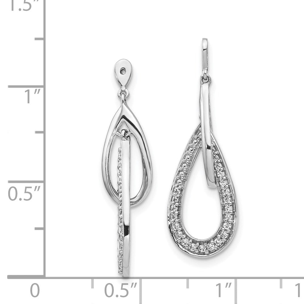 14k White Gold Double Teardrop Dangle Diamond Earring Jackets
