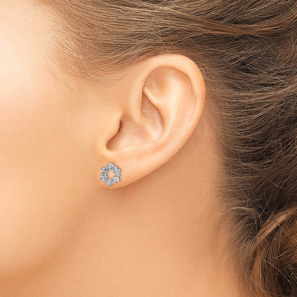 14k White Gold Diamond Fancy Sunburst Earrings