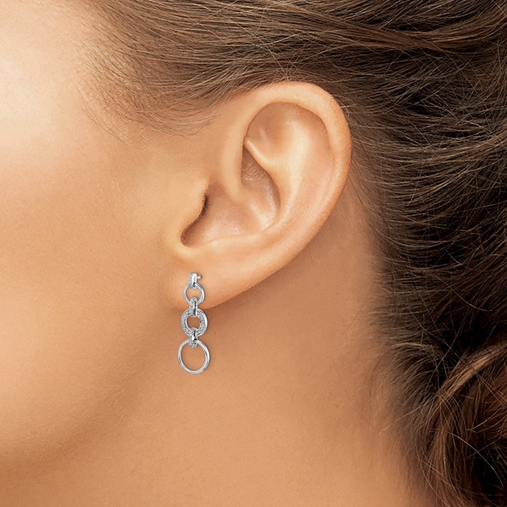 14k White Gold Diamond Fancy Dangle Earrings