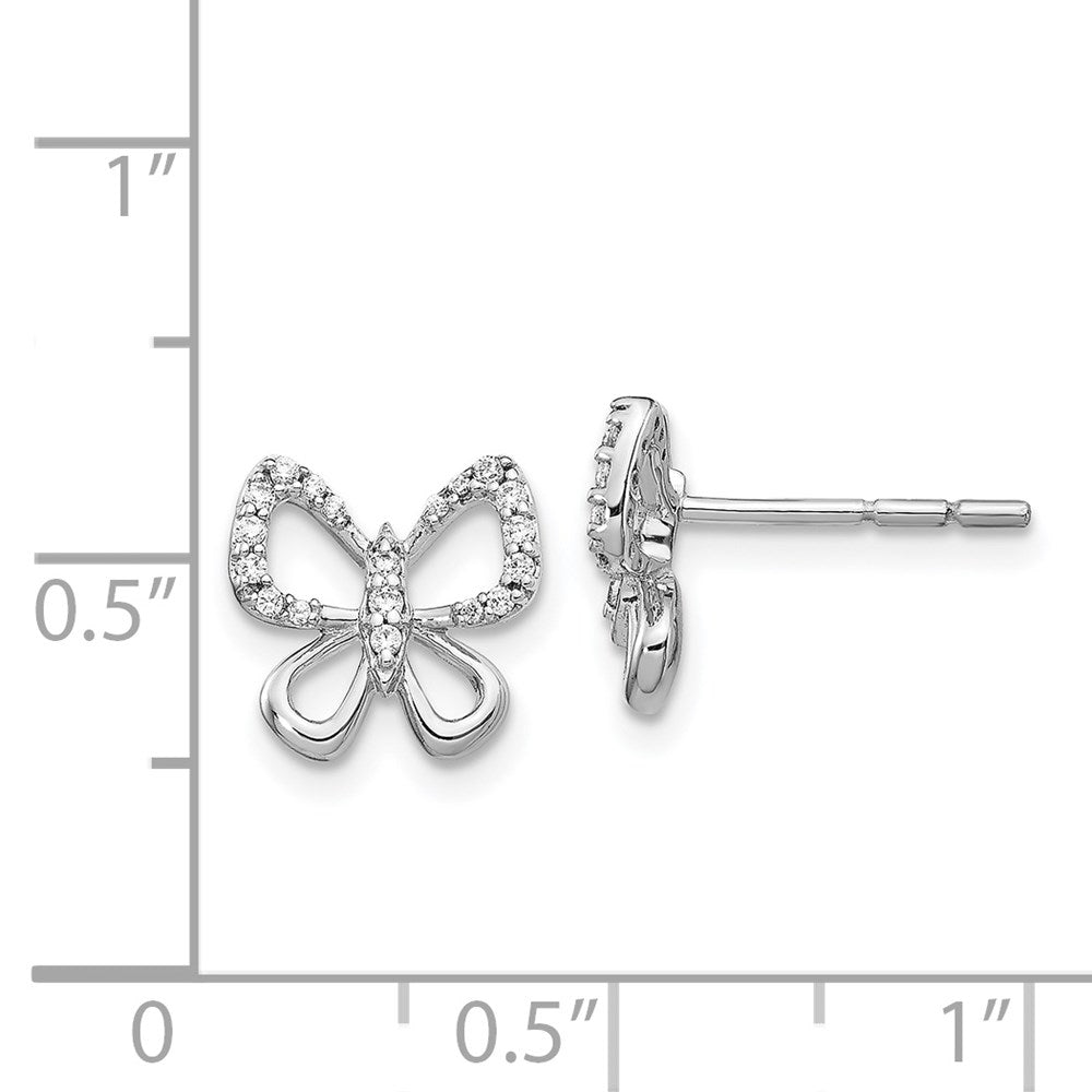 14k White Gold Diamond Butterfly Earrings