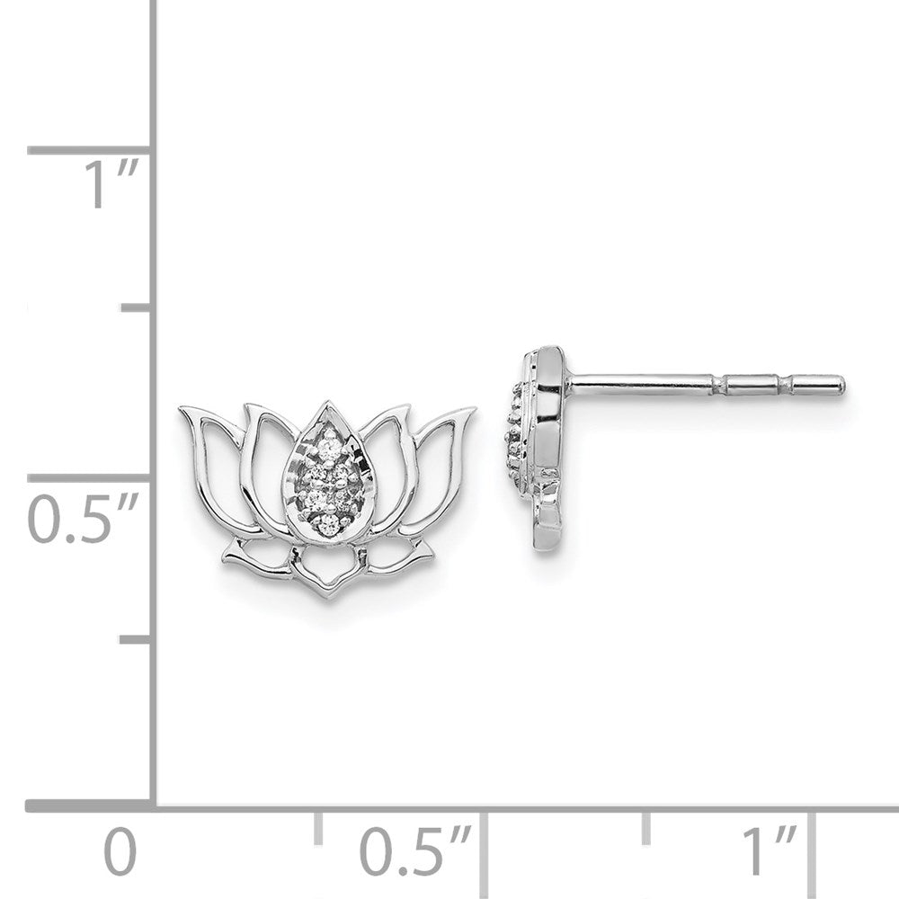 14k White Gold Diamond Lotus Flower Earrings