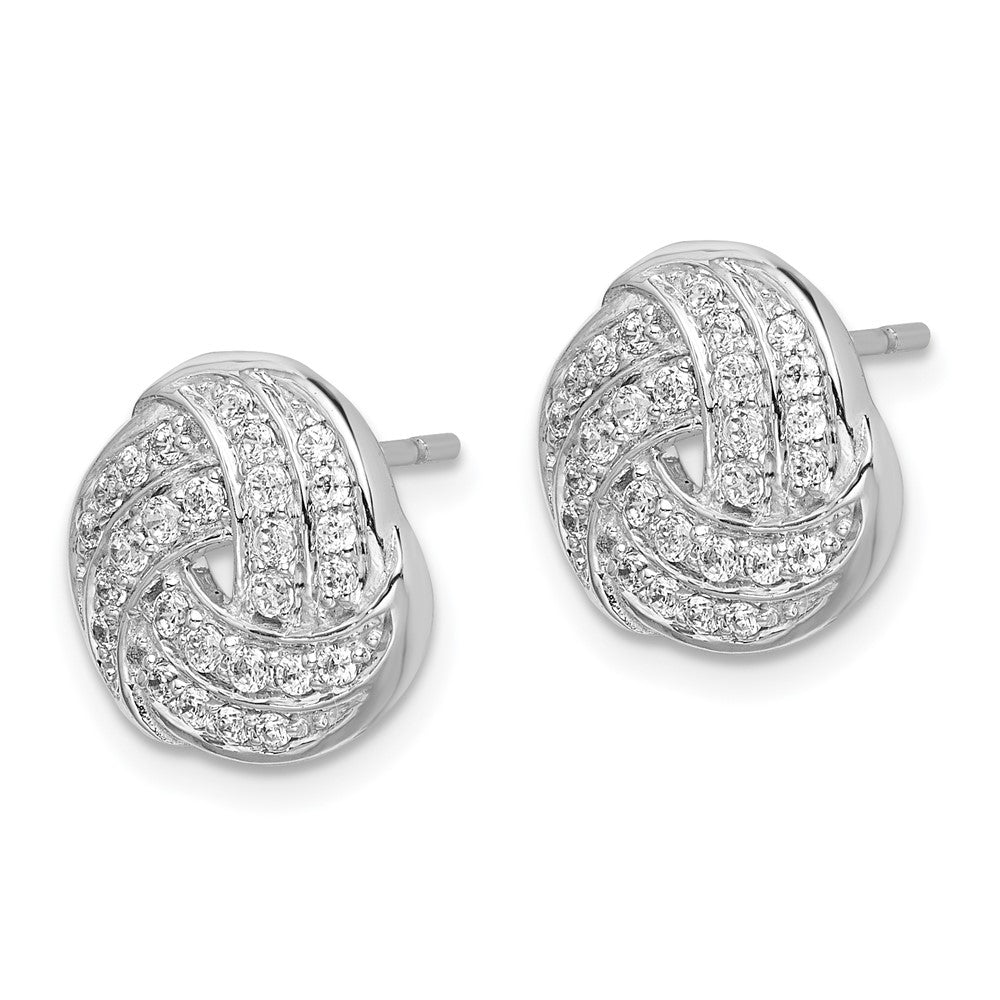 14k White Gold Diamond Love Knot Earrings