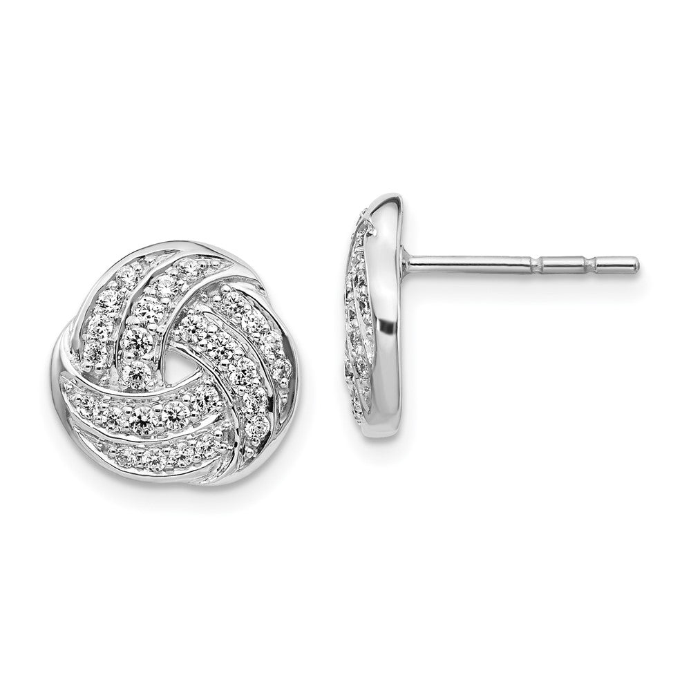14k White Gold Diamond Love Knot Earrings
