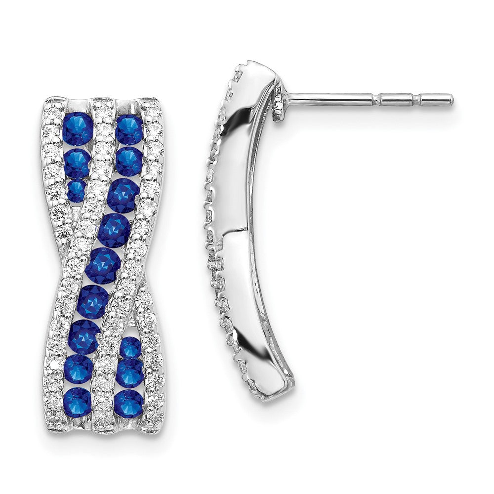 14k White Gold Diamond and Sapphire Fancy Earrings