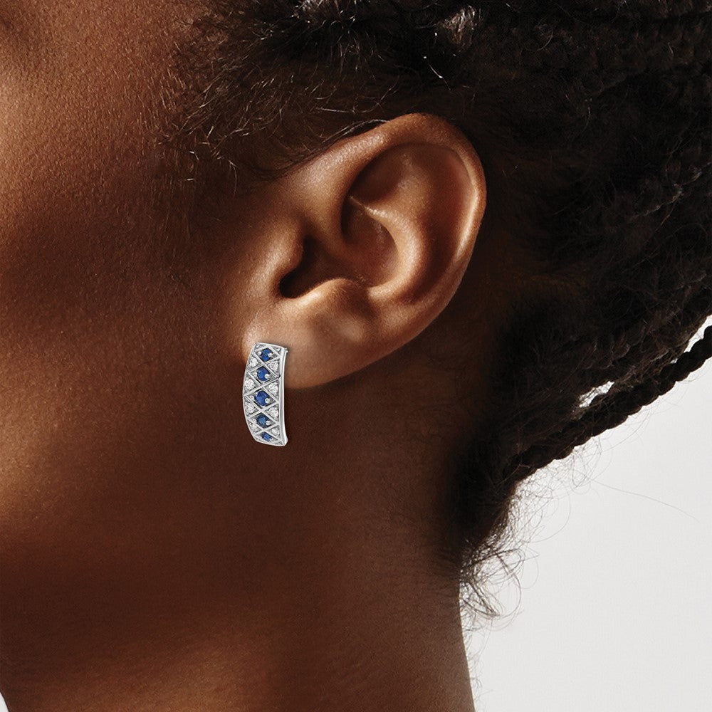 14k White Gold Diamond and Sapphire Fancy Earrings