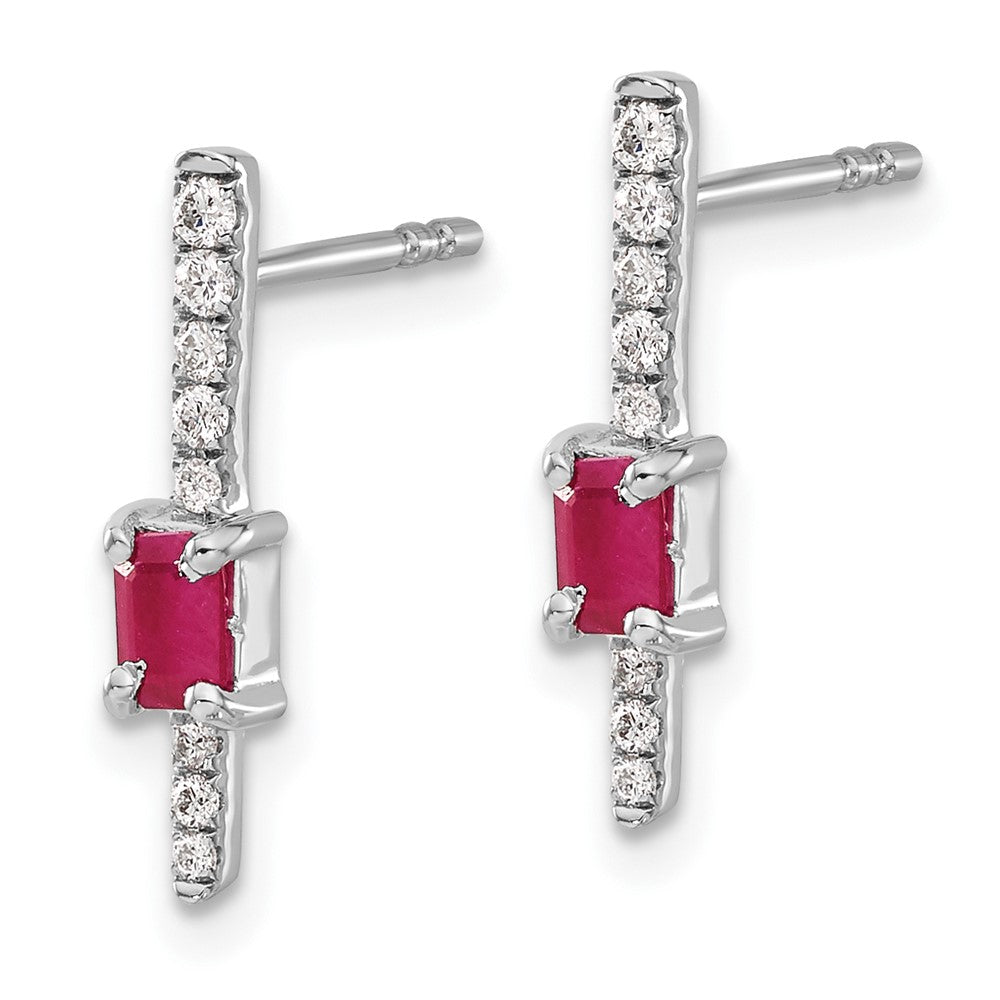 14k White Gold Diamond and Ruby Fancy Earrings