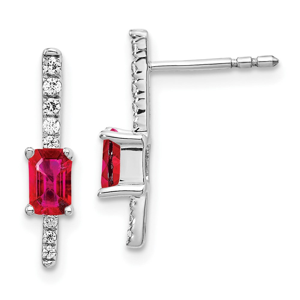 14k White Gold Diamond and Ruby Fancy Earrings