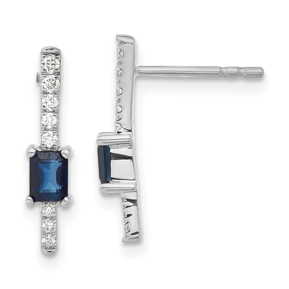 14k White Gold Diamond and Sapphire Fancy Earrings