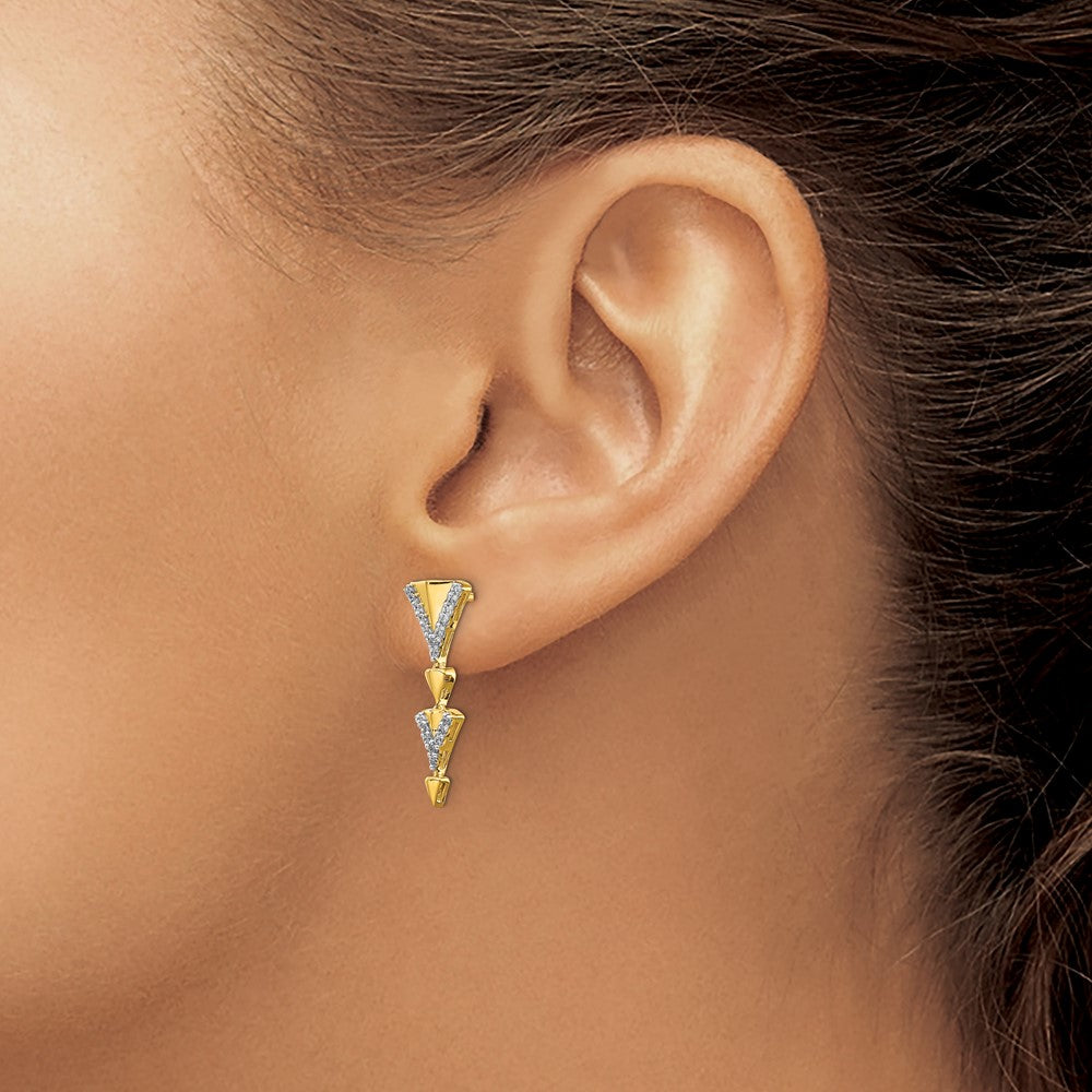 14k Diamond Fancy Post Dangle Earrings