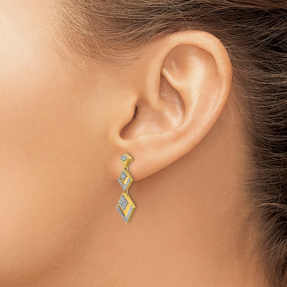 14k Diamond Fancy Post Dangle Earrings