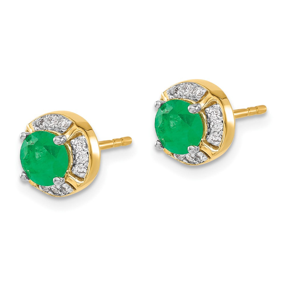 14k Diamond and Emerald Fancy Halo Earrings