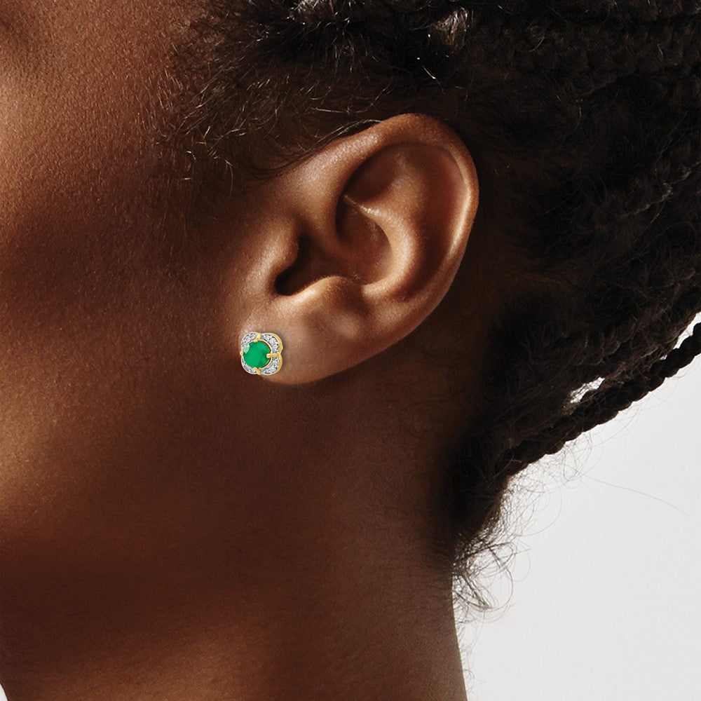 14k Diamond and Emerald Fancy Earrings