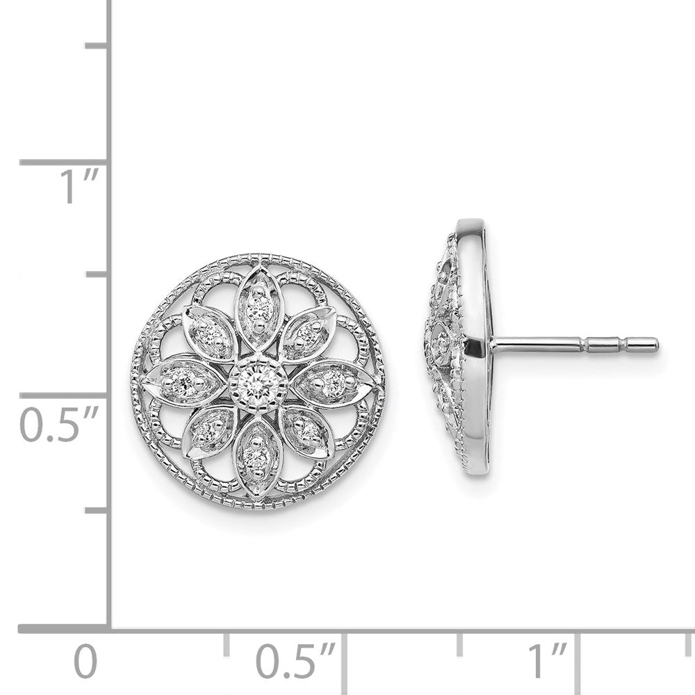 14k White Gold Diamond Fancy Floral Earrings